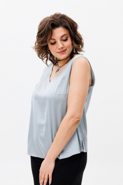 Блуза серая женская из вискозы для повседневных образов Anelli 1440 серебро - фото 2