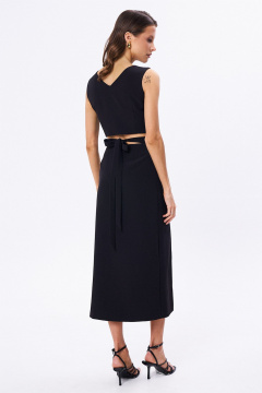 Топ и юбка черные из текстиля для повседневных образов KaVaRi 8026 черный - фото 2