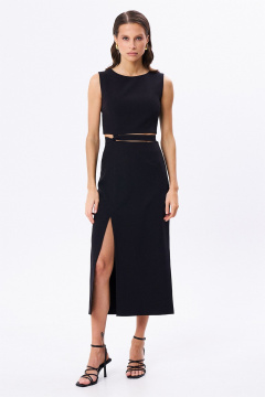 Топ и юбка черные из текстиля для повседневных образов KaVaRi 8026 черный - фото 1