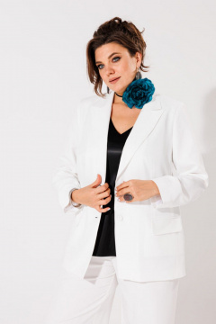 Классический костюм-двойка белый из вискозы деловой стиль Anelli 1415 белый - фото 3