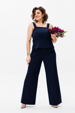 Полуприлегающий топ из плательной ткани для повседневной Anelli 544 синий - фото 5