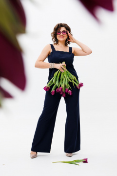 Полуприлегающий топ из плательной ткани для повседневной Anelli 544 синий - фото 3