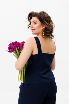 Полуприлегающий топ из плательной ткани для повседневной Anelli 544 синий - фото 2