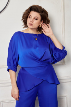 Демисезонный двуцветный костюм из атласа для торжественных Danaida 2213 электрик - фото 2