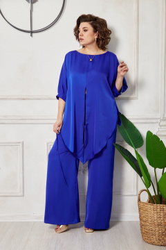 Демисезонный двуцветный костюм из атласа для торжественных Danaida 2213 электрик - фото 3