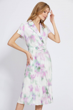 Белое платье с плиссированной юбкой и пуговицами Bazalini 4900 - фото 1