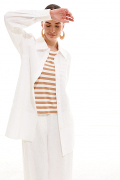 Блуза из текстиля с длинным рукавом, классическая рубашка ELLETTO LIFE 3712 белый - фото 3