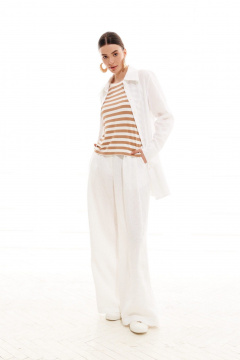 Блуза из текстиля с длинным рукавом, классическая рубашка ELLETTO LIFE 3712 белый - фото 1