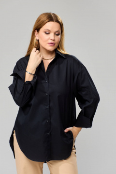 Оверсайз рубашка с длинным рукавом и без подкладки Bliss 8218 черный - фото 2