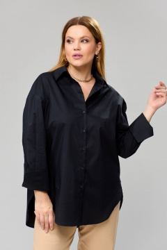 Оверсайз рубашка с длинным рукавом и без подкладки Bliss 8218 черный - фото 1
