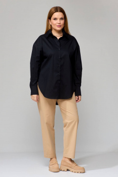 Оверсайз рубашка с длинным рукавом и без подкладки Bliss 8218 черный - фото 4