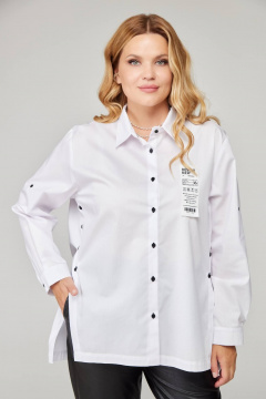 Оверсайз белая рубашка с асимметричными манжетами Bliss 8221 белый - фото 1