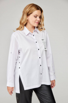 Оверсайз белая рубашка с асимметричными манжетами Bliss 8221 белый - фото 4