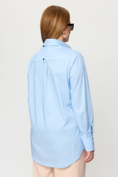 Демисезонный костюм из льняной ткани с блузой и брюками Bliss 8219 голубой - фото 5