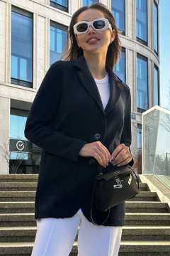 Стильный жакет из футера с логотипом и открытыми краями GO F4065/20-04 - фото 3