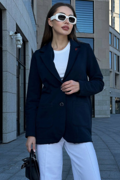 Стильный жакет из футера с логотипом и открытыми краями GO F4065/20-04 - фото 2