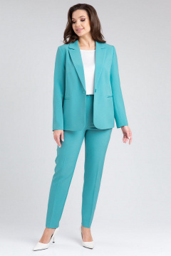 Костюм-двойка жакет полуприталенного и классические брюки IVARI 10403/1 бирюзовый - фото 2