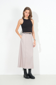 Юбка-миди трапеция из костюмной ткани с карманами Luitui R2017 песочный - фото 2
