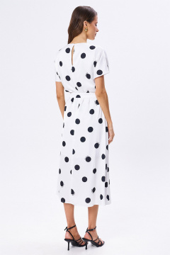 Свободное платье из искусственного шёлка с декольте KaVaRi 1083 принт_горох - фото 2
