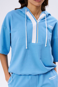 Джемпер и шорты с капюшоном и печатью KaVaRi 8027.1 голубой - фото 4