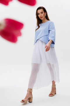 Платье NikVa 489-2 голубой+молоко - фото 5
