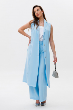 Брюки, жилет, топ NikVa 501-1 голубой+молоко - фото 2