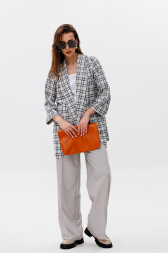 Брюки, жакет, топ NikVa 502-2 клетка+молоко+дымка - фото 3