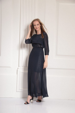 шовная шифоновая юбка с серебристыми полосами AMORI 3100 темно-синий - фото 1