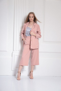 Летние розовые кюлоты из текстиля AMORI 5108 розоый - фото 2