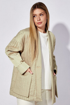 Куртка oversize из плащевки с вертикальной стежкой и карманами Nova Line 10489 бежевый - фото 5