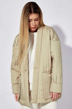 Куртка oversize из плащевки с вертикальной стежкой и карманами Nova Line 10489 бежевый - фото 4