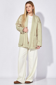 Куртка oversize из плащевки с вертикальной стежкой и карманами Nova Line 10489 бежевый - фото 1