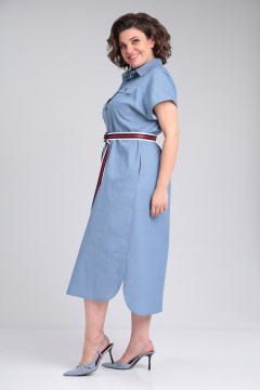 Платье-рубашка из хлопка с принтом и складками Michel chic 993/2 деним - фото 4