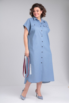 Платье-рубашка из хлопка с принтом и складками Michel chic 993/2 деним - фото 3