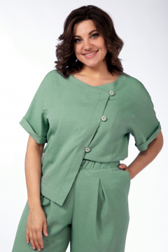 Платье рубашечного кроя из хлопка с разрезом и карманами Michel chic 1337/1 мохито - фото 5