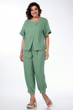 Платье рубашечного кроя из хлопка с разрезом и карманами Michel chic 1337/1 мохито - фото 2