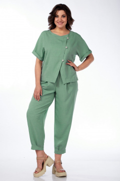 Платье рубашечного кроя из хлопка с разрезом и карманами Michel chic 1337/1 мохито - фото 1