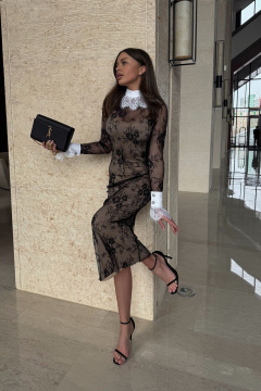 Кружевное вечернее платье из французского кружева Pavlova 158 - фото 1