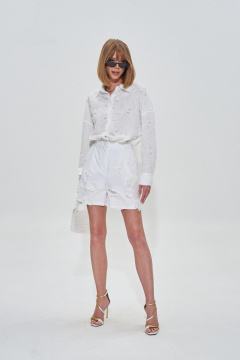 Свободные белые шорты с кружевными цветами и карманами Mixan 3053 - фото 2