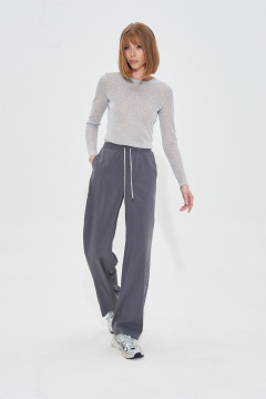 Летний серый костюм двойка из вискозы с карманами Mixan 4051 - фото 3