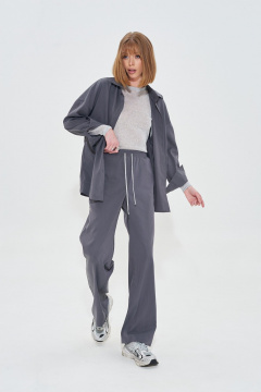 Летний серый костюм двойка из вискозы с карманами Mixan 4051 - фото 1