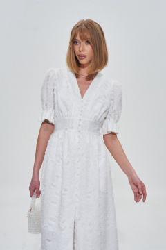 Платье-рубашка из текстиля с пуговицами и отрезом по талии Mixan 5055 - фото 5