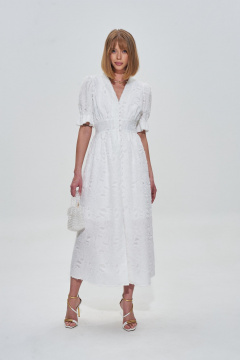 Платье-рубашка из текстиля с пуговицами и отрезом по талии Mixan 5055 - фото 3