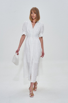 Платье-рубашка из текстиля с пуговицами и отрезом по талии Mixan 5055 - фото 2