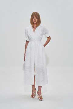 Платье-рубашка из текстиля с пуговицами и отрезом по талии Mixan 5055 - фото 1