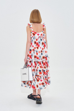 Платье с цветочным принтом из вискозы с асимметричным верхом Mixan 5058 - фото 3