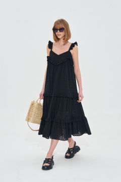 Легкое хлопковое платье свободного силуэта для жаркого лета Mixan 5060 - фото 1