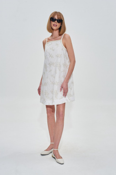 Трапеция из хлопка с вышивкой и золотистыми пайетками Mixan 5061 - фото 2