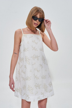 Трапеция из хлопка с вышивкой и золотистыми пайетками Mixan 5061 - фото 1