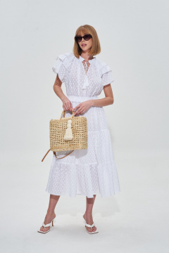 Платье летнее из хлопка с воланами и узором в кружочек Mixan 5067 - фото 2